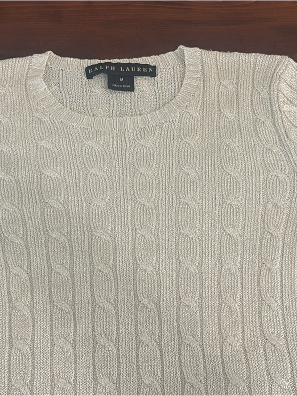 Ralph Lauren Cream Cable-Knit Crew Sweater